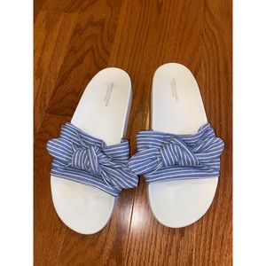 Blue and white sandals